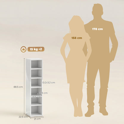 Set of 2 CD Storage Units with Adjustable Shelves, High Gloss White