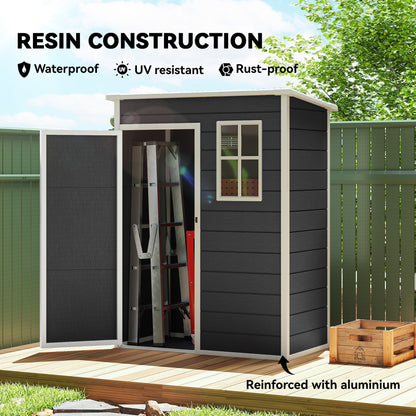 5' x 3' Garden Shed w/ Floor, Lockable Door, Window and Vent Black