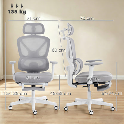 Executive Office Chair, Recliner Computer Chair with Footrest, Grey