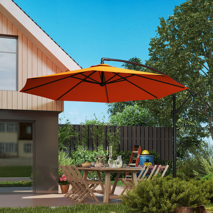 3(m) Cantilever Parasol Banana Umbrella w/ Crank, Orange