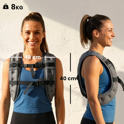 8KG Weighted Vest, Running Weight Vest with Adjustable Straps, Convenient Pocket and Reflective Strips, for Men and Women Cardio Exercise Strength Training Workout