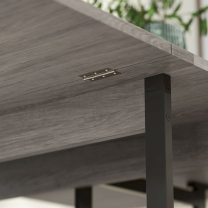 Folding Dining Table, Drop Leaf Table with Open Compartments, Grey
