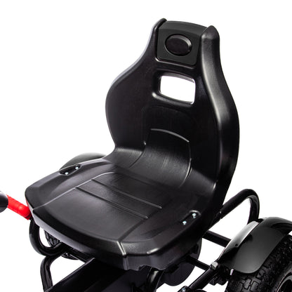 Metal Kids Pedal Go Kart with Adjustable Seat Inflatable Tyres Black