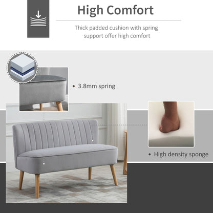 Velvet-Feel Double Sofa w/ Wood Frame Foam Padding