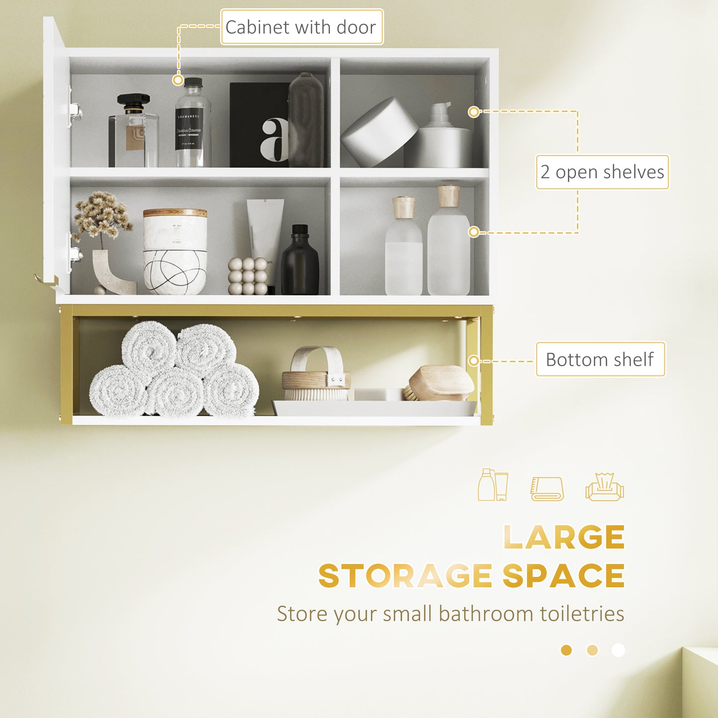 Bathroom Wall Cabinet with Adjustable Shelf for Hallway, Living Room