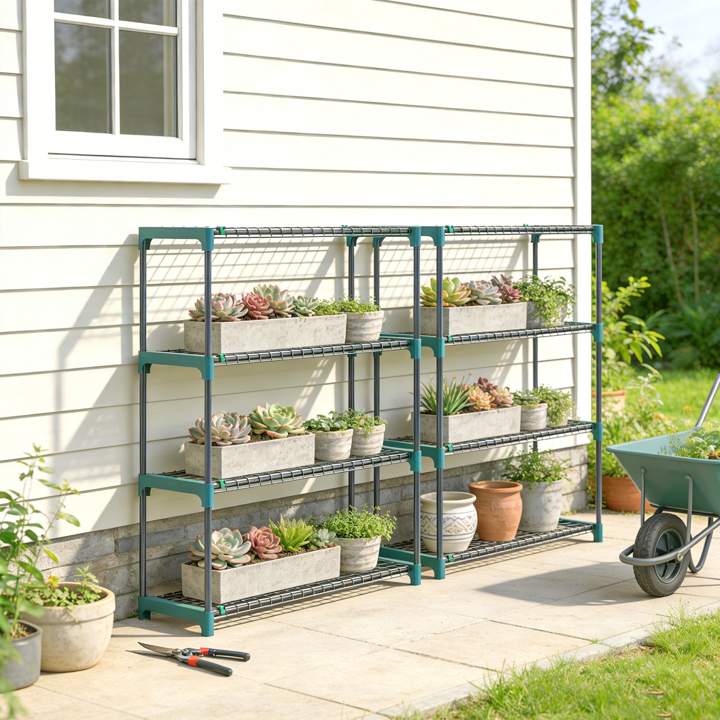 4-Tier Plant Stand Indoor Outdoor, Set of 2 Metal Plant Shelf
