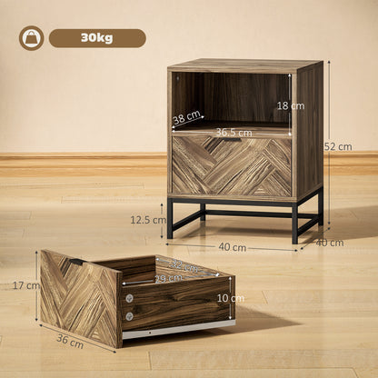 Bedside Table, Sofa Side Table with Drawer for Bedroom, Brown