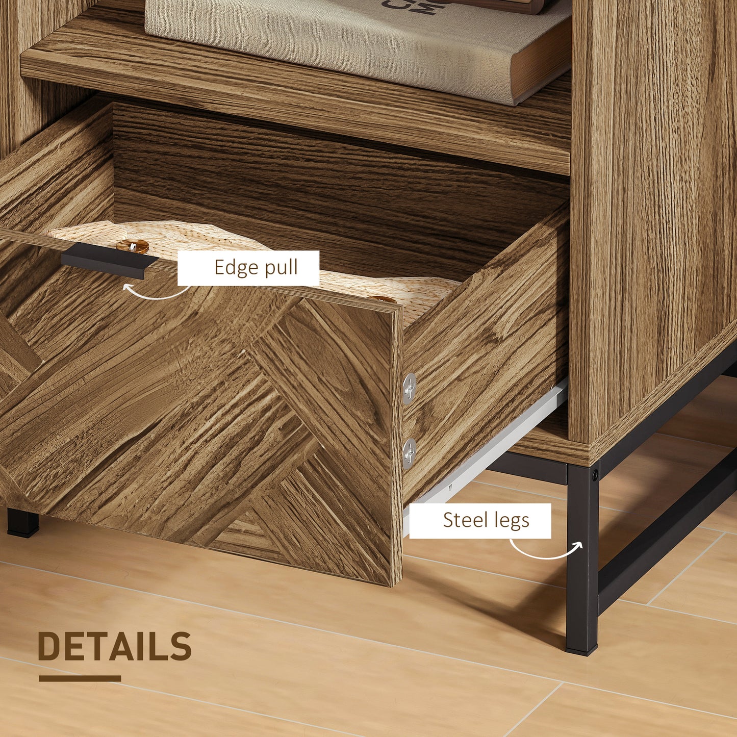 Bedside Table, Sofa Side Table with Drawer for Bedroom, Brown