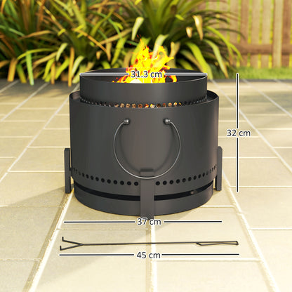 37cm Smokeless Wood Burning Firepit Metal Fire Pit, Dark Grey