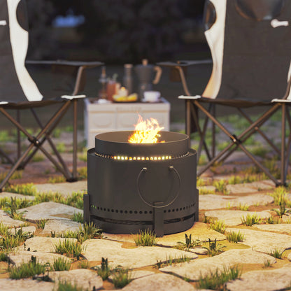 37cm Smokeless Wood Burning Firepit Metal Fire Pit, Dark Grey
