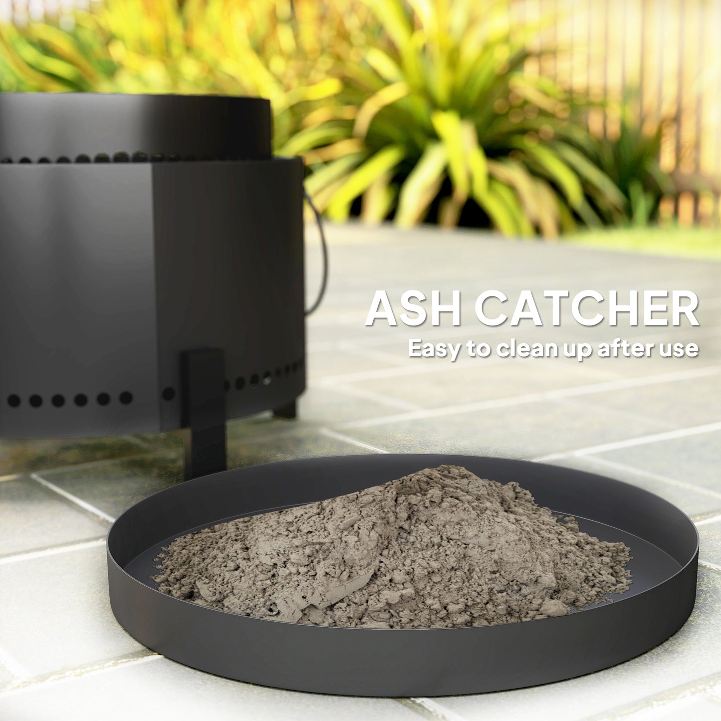 37cm Smokeless Wood Burning Firepit Metal Fire Pit, Dark Grey