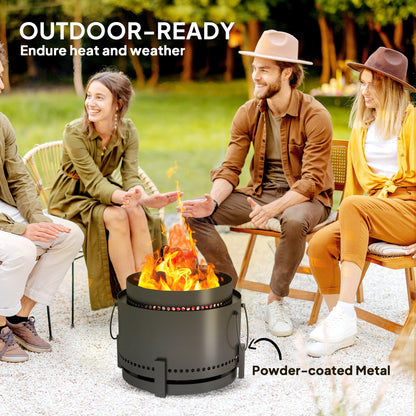 37cm Smokeless Wood Burning Firepit Metal Fire Pit, Dark Grey