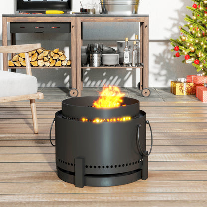 37cm Smokeless Wood Burning Firepit Metal Fire Pit, Dark Grey