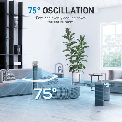 Oscillating Tower Fan Floor Fan with 4H Timer for Home Office Silver