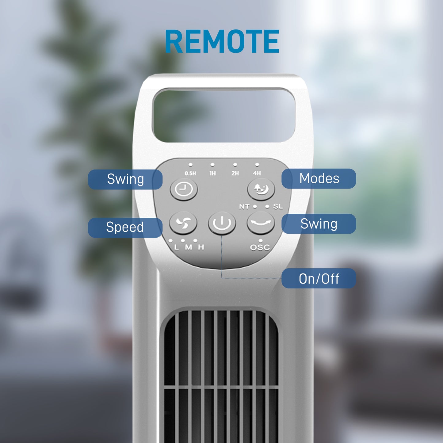 Oscillating Tower Fan Floor Fan with 4H Timer for Home Office Silver