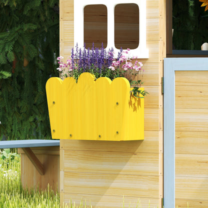 Wooden Kids Playhouse w/ Door, Windows, Bench, For 3-7 Years Blue