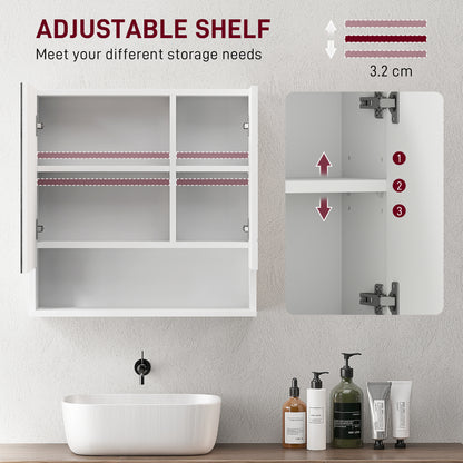 Wall Mounted Bathroom Storage Cupboard W/ Mirror and Shelf, White