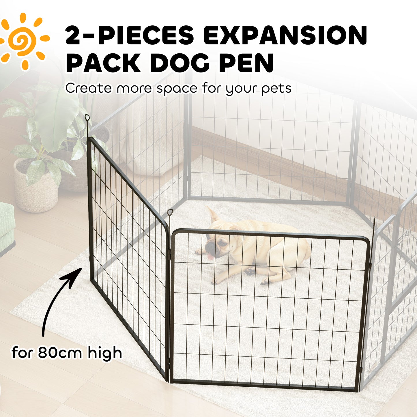 PawHut 2 Piece Dog Pen Expansion Pack for 80cm High Pet Playpen for S M Dogs