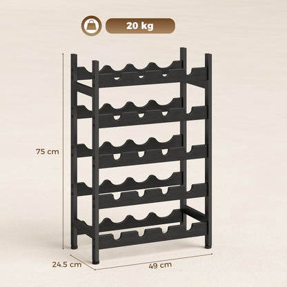 Wine Rack Freestanding 5-Tier 20-Bottle Capacity Black