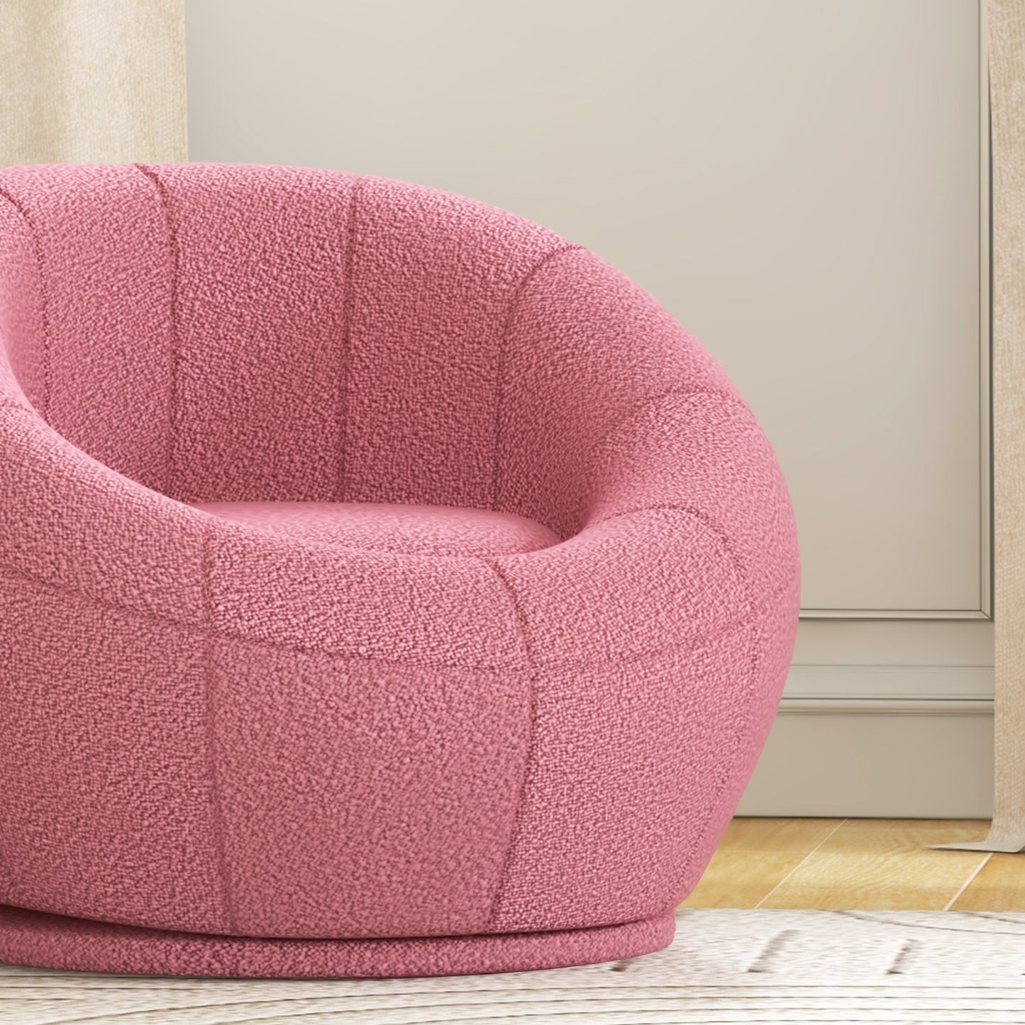 Warehouse Clearance -  Modern Accent Chair, Swivel Upholstered Armchair for Living Room, Bedroom, Home Office, Pink