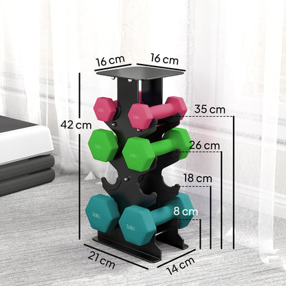 Hex Dumbbells Set with Dumbbell Rack, 2 x 1kg, 2 x 3kg, 2 x 5kg