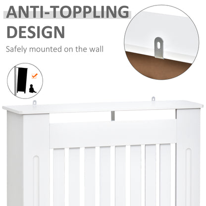 Slatted Radiator Cover Painted Cabinet MDF Lined Grill in White (78L x 19W x 81H cm)