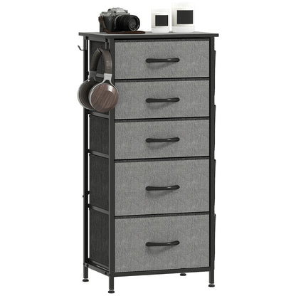 Fabric Chest of Drawers, 5 Drawer Dresser for Bedroom, Charcoal Grey