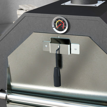 Steel 3-Tier Outdoor Pizza Oven Charcoal BBQ Grill, Black