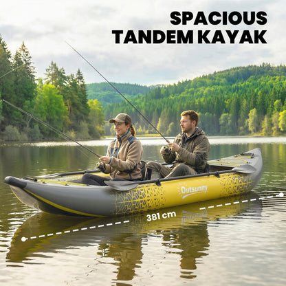 2.5' Inflatable Kayak 2-person Sit on Canoe with Paddles Grey