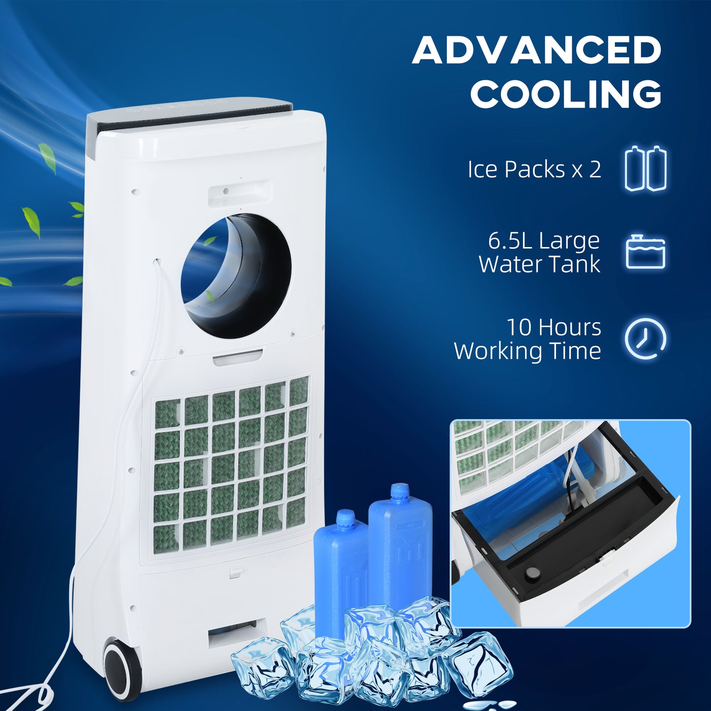 Bladeless Evaporative Air Cooler, 6.5L Fan, Humidifier & Air Clean