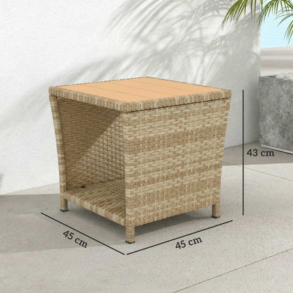 Side Table 2-Tier with Storage Shelf/Khaki