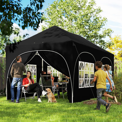 3 x 6m Pop Up Gazebo with Sides, Peak Top Garden Party Tent Marquee