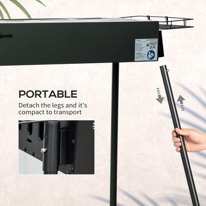 Portable Charcoal Barbecue Grill with Seasoning Baskets and Hooks