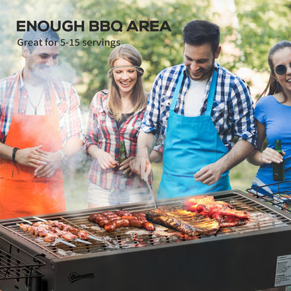 Portable Charcoal Barbecue Grill with Seasoning Baskets and Hooks
