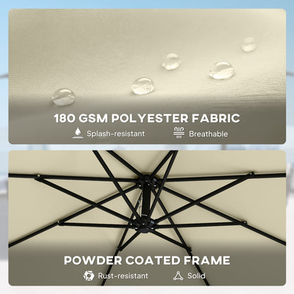 3 m Garden Cantilever Parasol with Sandbag, 360 Degree Rotation