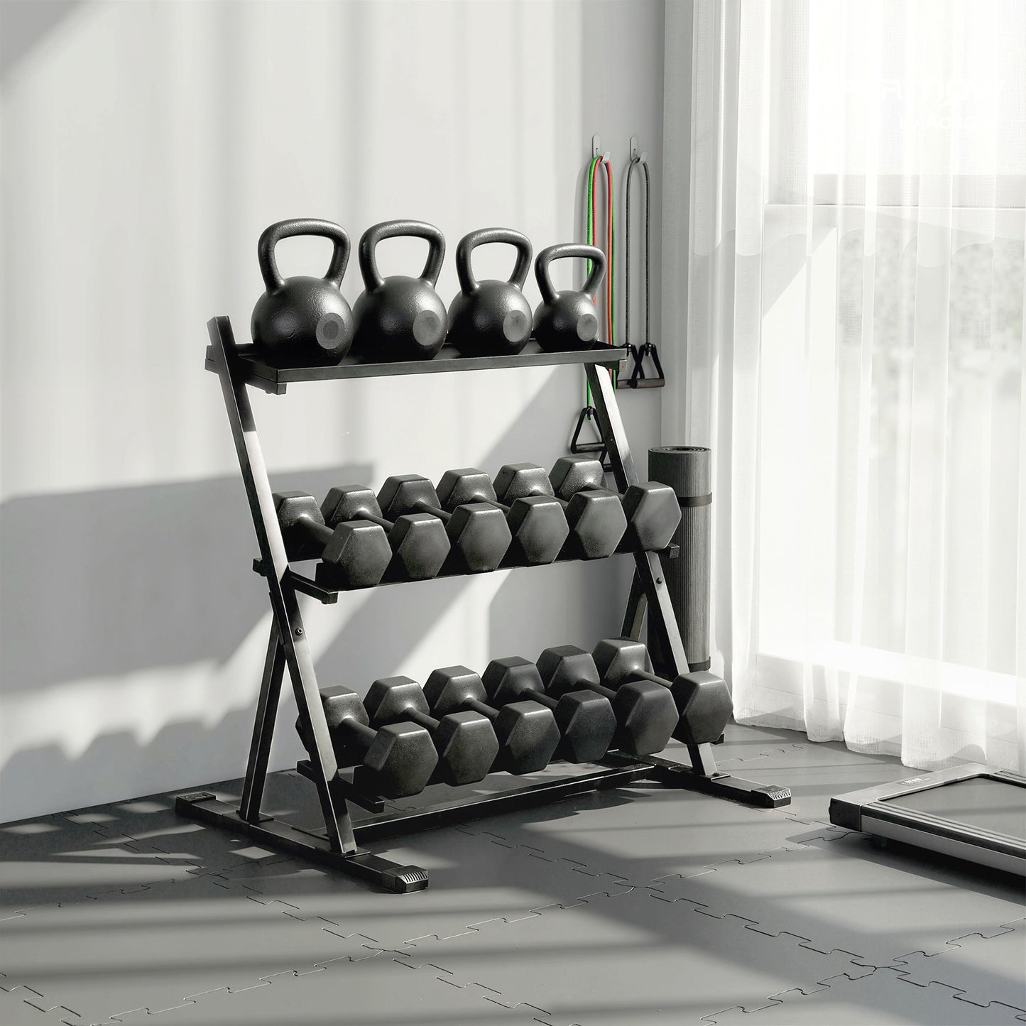 Dumbbell Rack 3-Tier Weight Organiser for Home Gym 200 KG Capacity