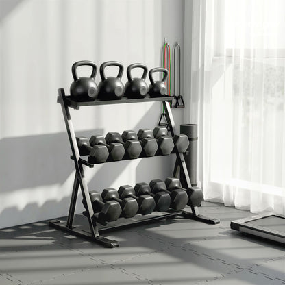 Dumbbell Rack 3-Tier Weight Organiser for Home Gym 200 KG Capacity