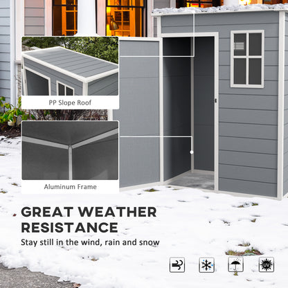 5' x 3' Plastic Garden Shed with Floor, Outdoor Storage Shed with Lockable Door, Window and Vent for Garden, Patio, Grey