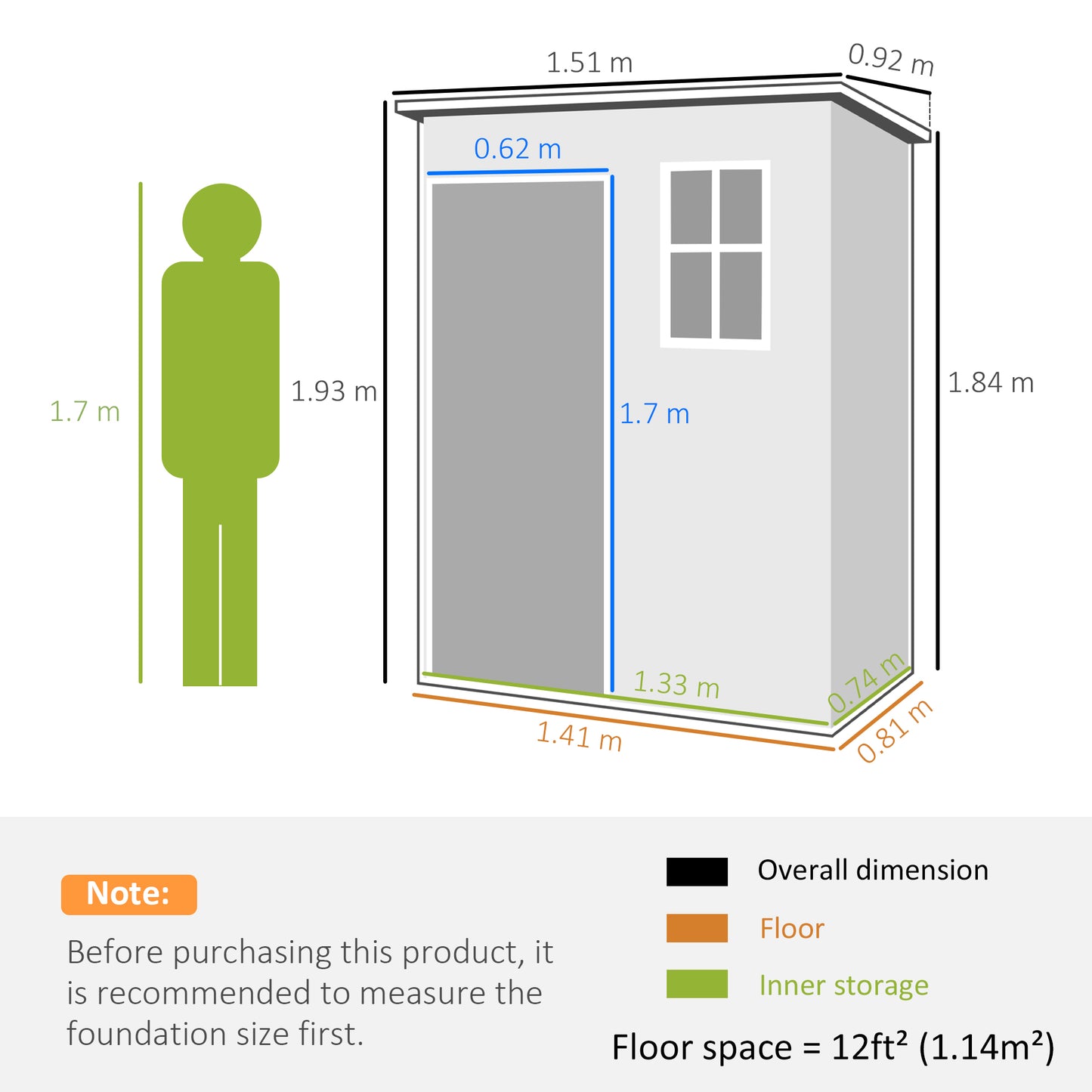 5' x 3' Plastic Garden Shed with Floor, Outdoor Storage Shed with Lockable Door, Window and Vent for Garden, Patio, Grey