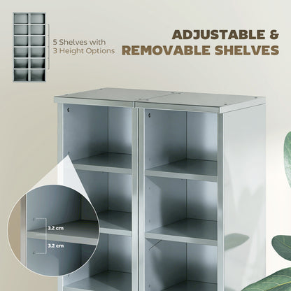 Set of 2 CD Storage Units with Adjustable Shelves, High Gloss Grey
