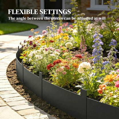 5pcs Garden Fence, No Dig Metal Outdoor Picket Fence Panels, Black