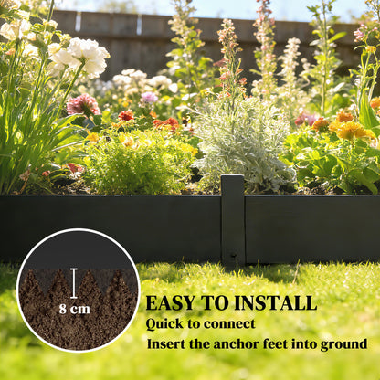 5pcs Garden Fence, No Dig Metal Outdoor Picket Fence Panels, Black