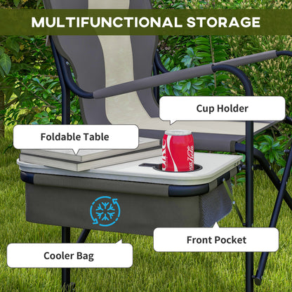 Folding Directors Chair Aluminium Camping Chair with Cooler Bag Grey