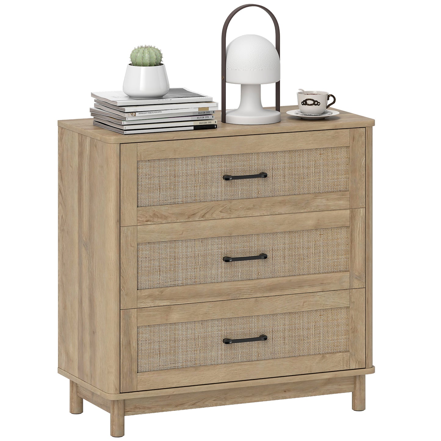 3 Drawer Chest of Drawers, Wide Storage Unit for Living Room, Oak