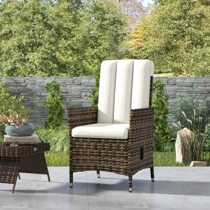 Rattan Garden Recliner Chair with Adjustable Backrest, Cream White