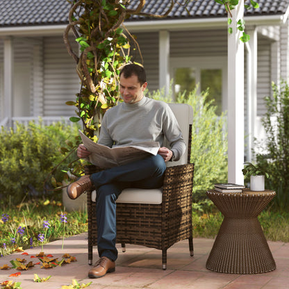 Rattan Garden Recliner Chair with Adjustable Backrest, Cream White