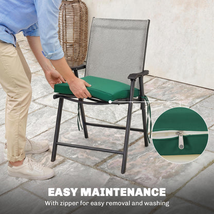 Set of 6 Chair Cushion Seat Pads with Removable Tie, Green