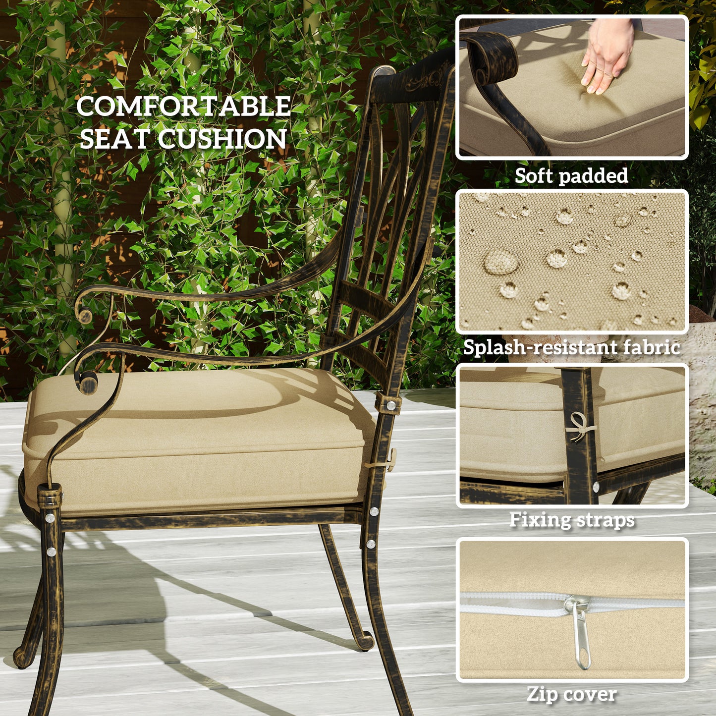 9 Pieces Cast Aluminium Garden Dining Set with Parasol Hole, Bronze