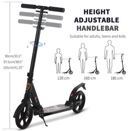 Folding Kick Scooter with Big Wheels for 14+ Teens Adult, Black