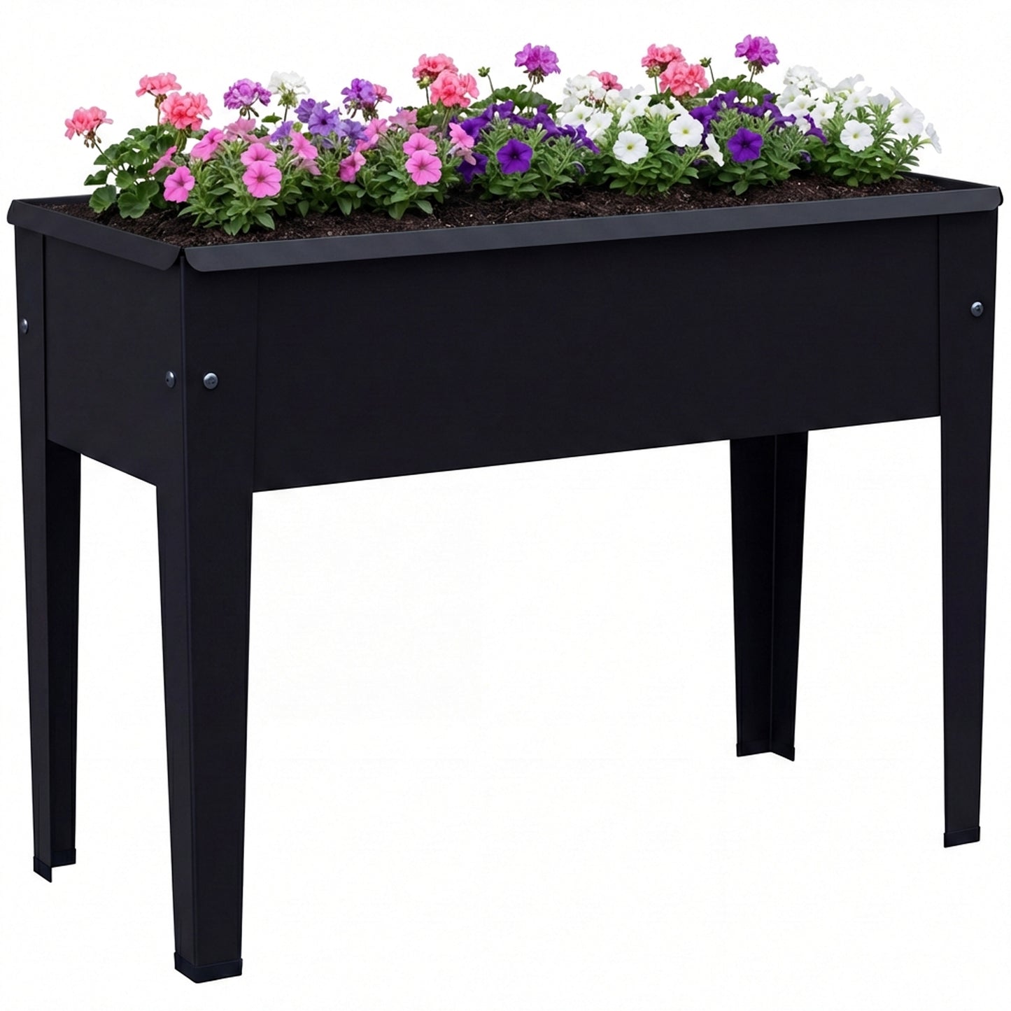 Raised Planter, Metal Raised Garden Bed on Legs with Drainage Hole